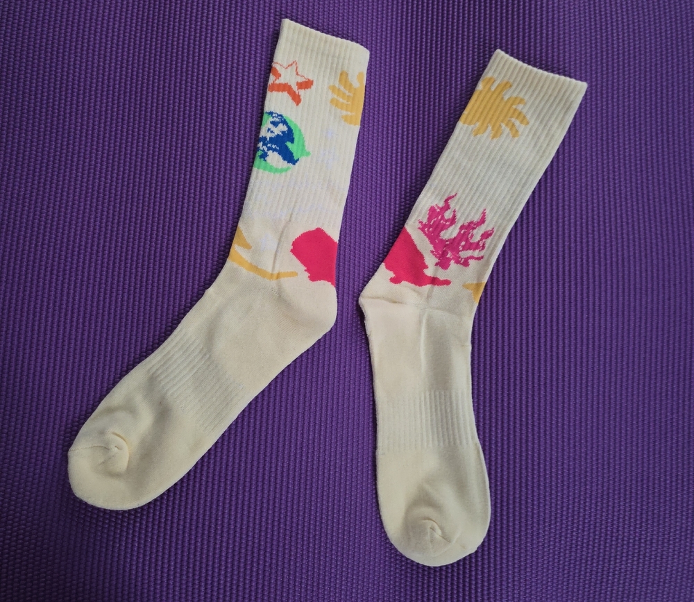 Vibrant Cream and Multicolor Men's Socks